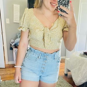 High rise, ruche top shorts